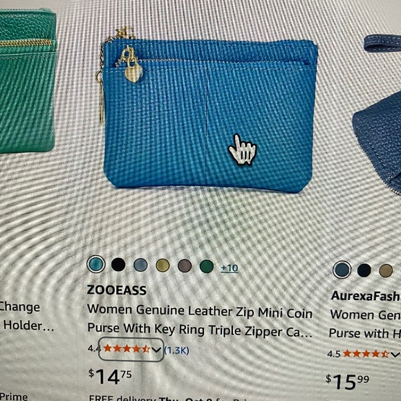 Genuine leather teal colored min coin purse or small wallet. - Picture 5 of 5